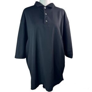 FootJoy Loose Fit Oversized 3/4 Button Up Polo Black Golf Men's Shirts Sz XL